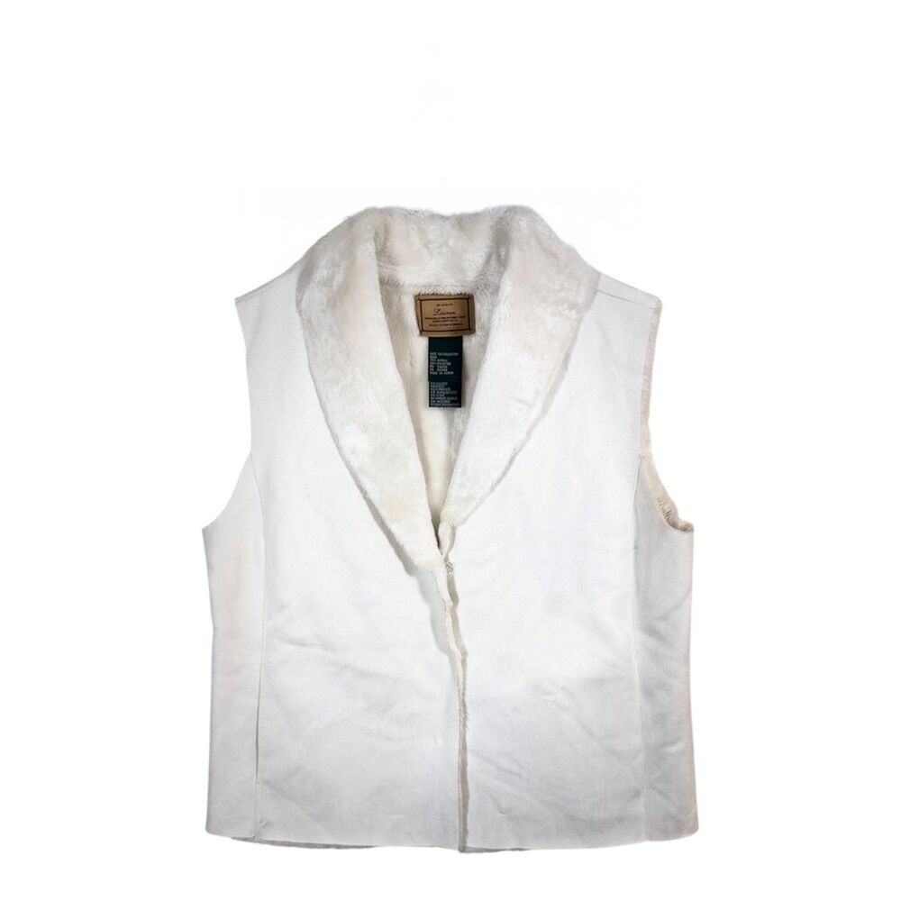 Lauren Ralph Lauren Faux Fur Shawl Collar Vest Ivory M/L EUC